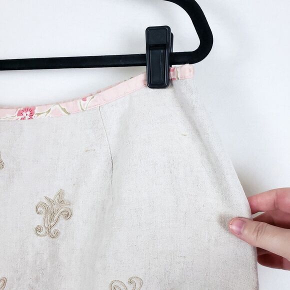 J Jill Linen Skirt Womens 16 Embroidered Romantic Boho Cottagecore Shabby Chic - Picture 8 of 12